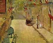 Edouard Manet Rue Mosnier mit Fahnen oil painting on canvas